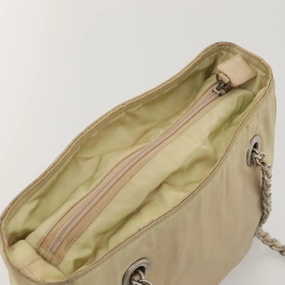 PRADA Chain Shoulder Bag Nylon Beige Auth BD1635 - Picture 7 of 14